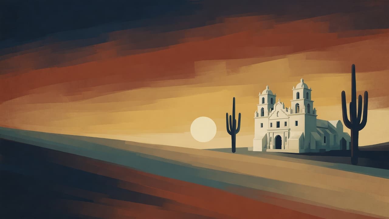 Mission San Xavier del Bac at dusk